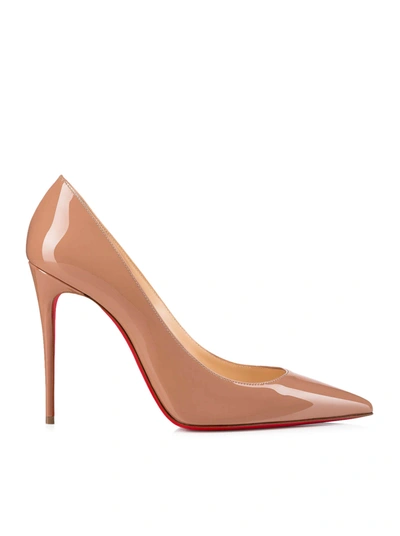 Christian Louboutin Kate 100 Patent In Nude & Neutrals