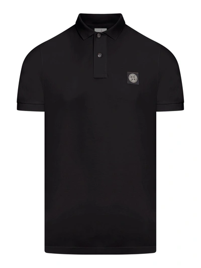 Stone Island Short Sleeve Polo Shirt In Black