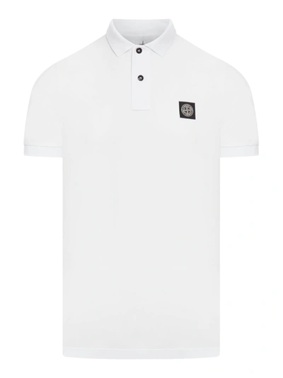 Stone Island Short Sleeve Polo Shirt In White