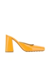 Bottega Veneta Tower Patent Leather Mules In Arancione