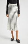 Atm Anthony Thomas Melillo Stripe Cotton Blend Skirt In Chalk/ Black