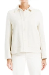 Max Studio Ribbed Crop Shirt Jacket In Ecru