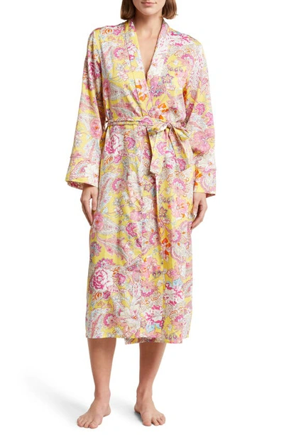 Papinelle Ella Floral Longline Dressing Gown In Lemon Zest