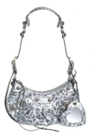 Balenciaga Cagole Xs Leopard Stud Hobo Shoulder Bag In Dark Grey