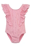 LITTLE ME EYELET EMBROIDERED ONE-PIECE SWIMSUIT