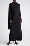 THE ROW PASCAL SCARF DETAIL LONG SLEEVE SILK CREPE DRESS