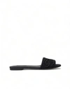 DOLCE & GABBANA BLACK COTTON HEART EMBROIDERY SANDALS SHOES