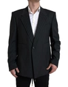 Dolce & Gabbana Black Stripe Single Breasted Sicilia Blazer