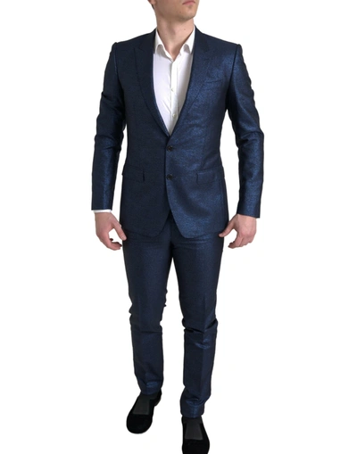 Dolce & Gabbana Blue 2 Piece Single Breasted Martini Suit