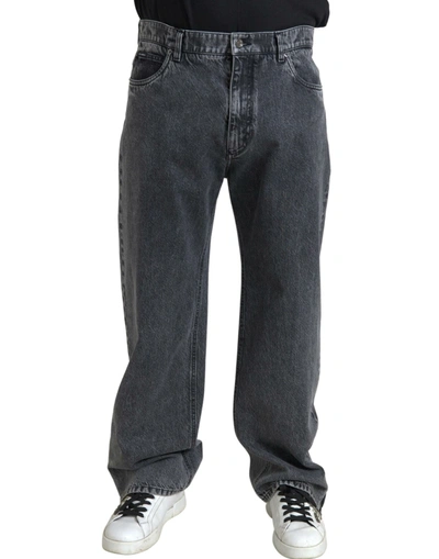 DOLCE & GABBANA DARK GRAY COTTON STRAIGHT FIT MEN DENIM JEANS