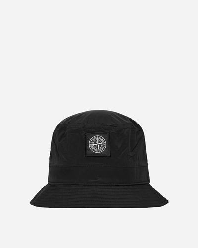Stone Island Logo Patch Bucket Hat In Black