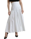 DOLCE & GABBANA WHITE COTTON PLEATED A-LINE HIGH WAIST SKIRT