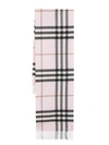 Burberry Cashmere Scarf Featuring Checked Pattern And Fringe In Pale Candy Pink