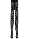 Burberry Check-print Wool-blend Tights In Black/white