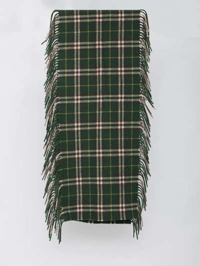 Burberry Cashmere Check Scarf In Green