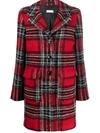 Liu •jo Tartan-check Single-breasted Coat In Rosso E Nero
