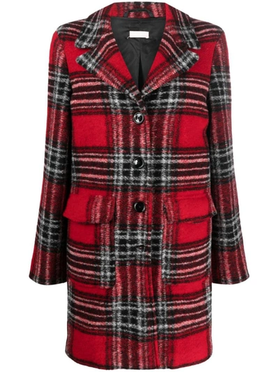 Liu •jo Tartan-check Single-breasted Coat In Red