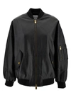 PINKO 'MONTEROSI' BLACK BOMBER JACKET WITH ZIP IN SMOOTH LEATHER WOMAN