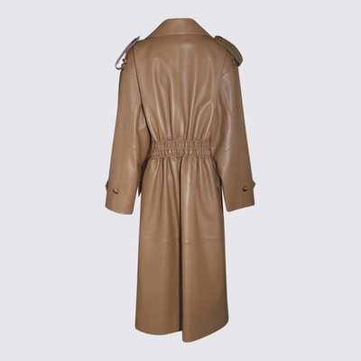The Mannei Beige Leather Shamali Coat In Brown