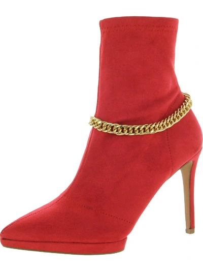 Jessica Simpson Valyn 4 Womens Faux Suede Platform Ankle Boots In Red