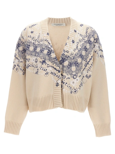 Philosophy Floral Print Cardigan Sweater, Cardigans White In Blue