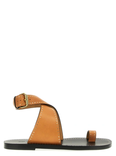 Isabel Marant Cross-strap Studded Sandals In Beige