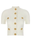 BALMAIN LOGO BUTTONS CARDIGAN SWEATER, CARDIGANS WHITE