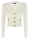 Balmain Buttoned Cropped Knitted Cardigan