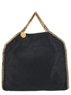 STELLA MCCARTNEY '3CHAIN' BLACK TOTE BAG WITH LOGO ENGRAVED ON CHARM IN FAUX LEATHER WOMAN