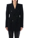 Balenciaga Hourglass Wool Blazer In Black