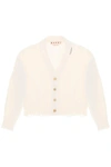Marni Destroyed-effect Cropped Cardigan In White