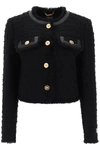 Versace Short Tweed Heritage Jacket In Black