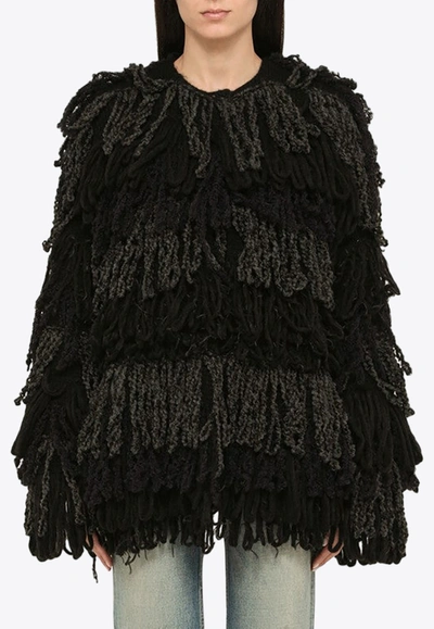 Roberto Collina All-over Fringed Cardigan In Black