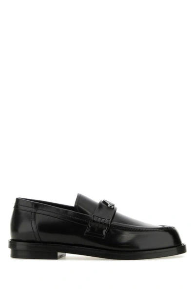 Alexander Mcqueen Man Black Leather Loafers