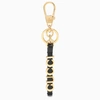 GUCCI GUCCI BLACK AND GOLD LEATHER KEYRING WITH LOGO WOMEN