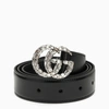 GUCCI GUCCI BLACK BELT WITH DOUBLE GG BUCKLE WITH CRYSTALS WOMEN