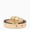 GUCCI GUCCI LEATHER LIGHT BEIGE BELT WITH DOUBLE G BUCKLE WOMEN