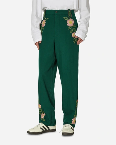 Bode Prarie Rose Trousers Green In Multicolor