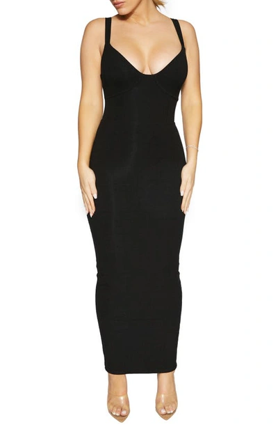 Naked Wardrobe Faux Bustier Maxi Dress In Black