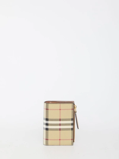 Burberry Check Small Bifold Wallet In Beige