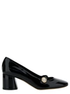 CASADEI 'EMILY' BLACK POINTED PUMPS WITH PEARL DETAIL IN PATENT LEATHER WOMAN