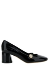 Casadei 'emily' Black Pointed Pumps With Pearl Detail In Patent Leather Woman In Black