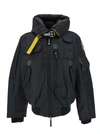 PARAJUMPERS 'GOBI' OVERSIZED BLACK JACKET WITH LOGO PATCH AND HOOD IN POLYAMIDE MAN