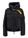 PARAJUMPERS BLACK DOWN JACKET WITH HOOD AND MAXI BUCKLE IN POLYAMIDE WOMAN