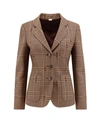 Gucci Madras Wool Blazar With Horsebit In Beige