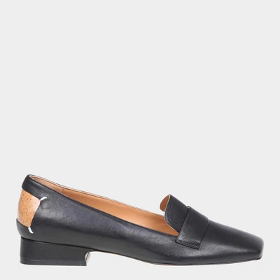 Maison Margiela Loafers In Black Leather In Grey