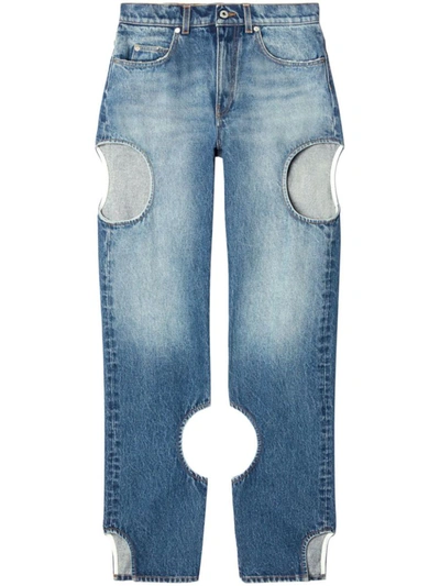 Off-white Meteor Cut-out Straight-leg Jeans In Blue