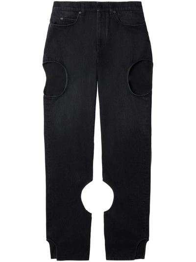 Off-white Meteor Cut-out Straight-leg Jeans In Black