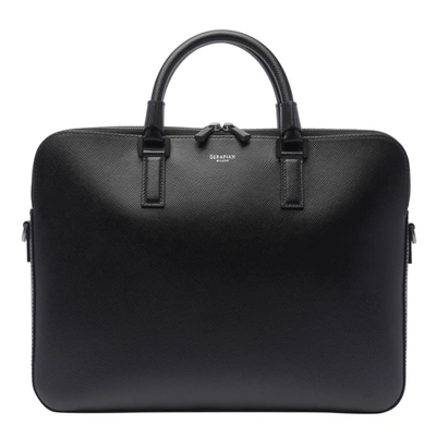 Serapian Business Bag Slim Double Zip In Black
