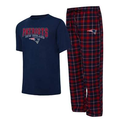 Concepts Sport Men's  Navy, Red New England Patriots Arctic T-shirt And Pyjama Trousers Sleep Set In Navy,red